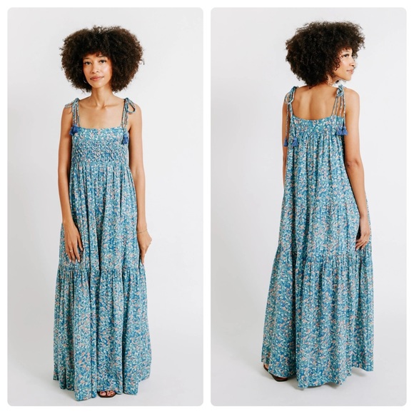 Mirth Dresses & Skirts - Mirth Mykonos Maxi Dress in Saltwater Blue Size Small